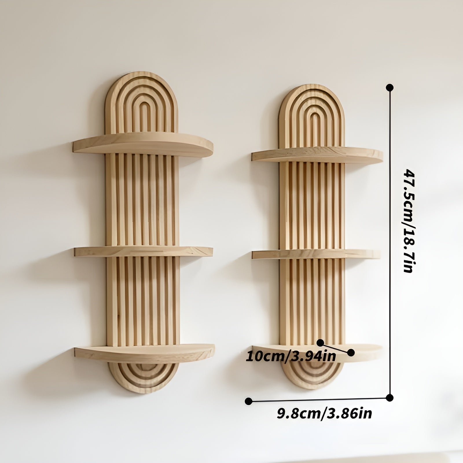Étagère murale de style bohème en bois massif – Plusieurs niveaux, gain de place | Pour le salon, la chambre et le couloir