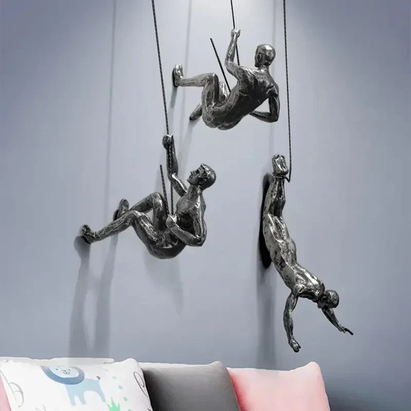 Ensemble de sculptures murales décoratives, figurines d'escalade, pour décoration murale moderne