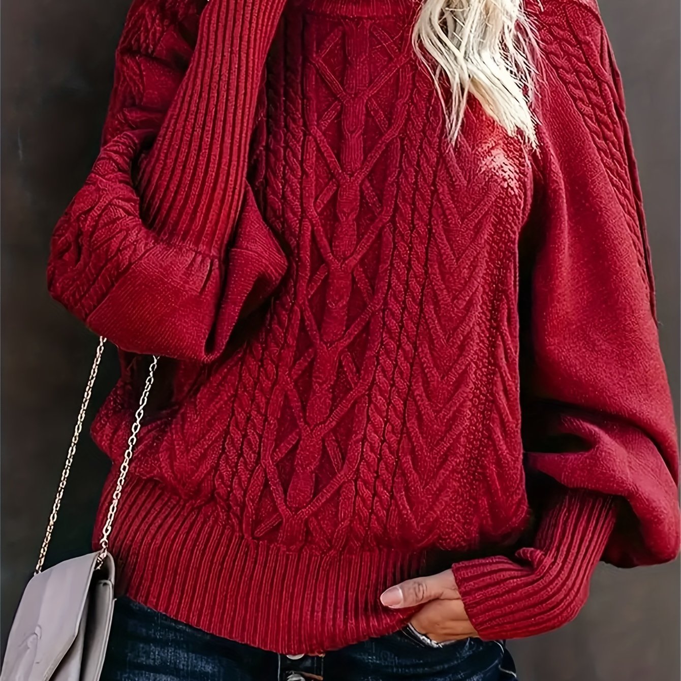 Dames Gebreide Pullover met Halfhoge Kraag – Élégant et confortable
