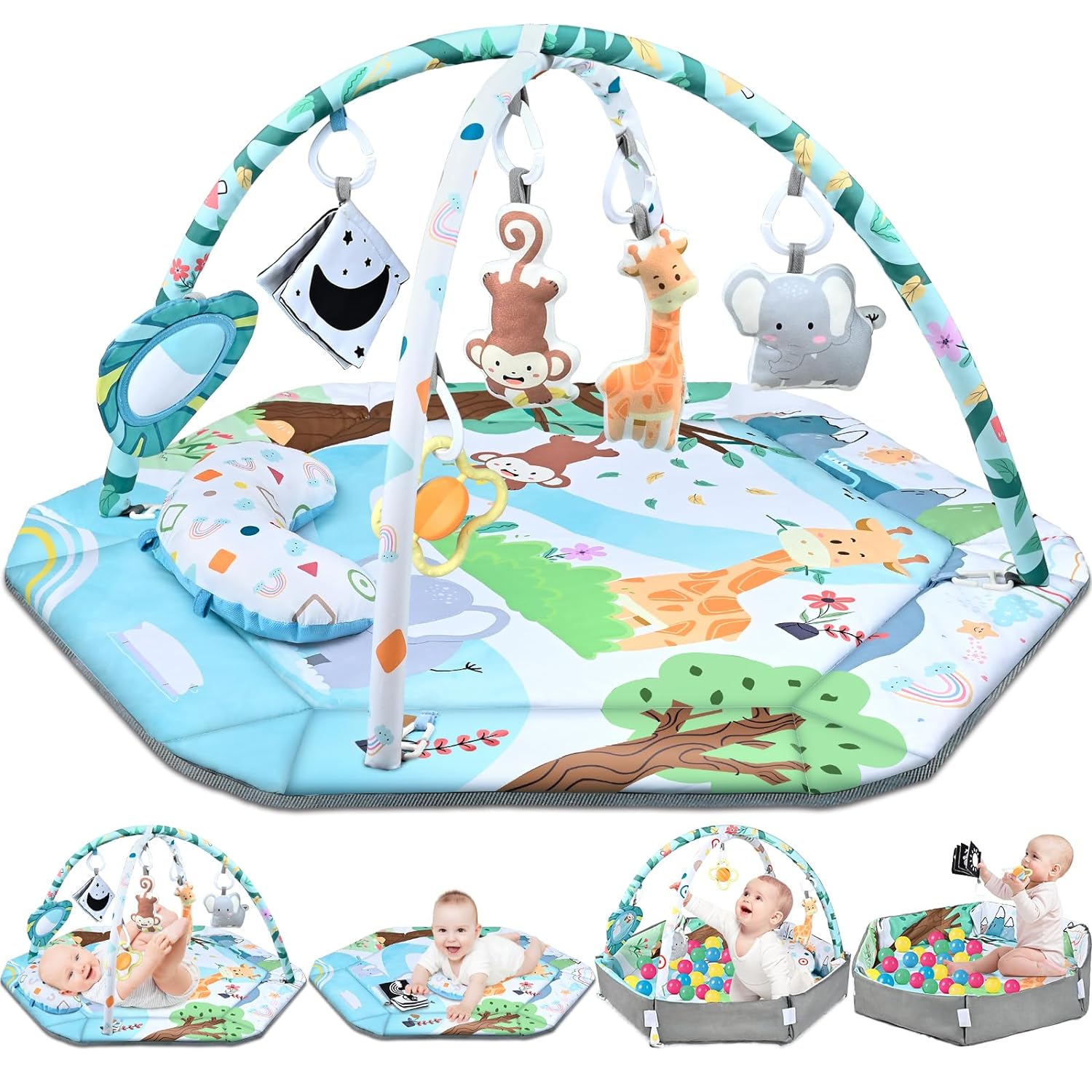 Tapis de jeu multifonction pour bébé, développement et jeu avec arches d'éveil et fosse à balles