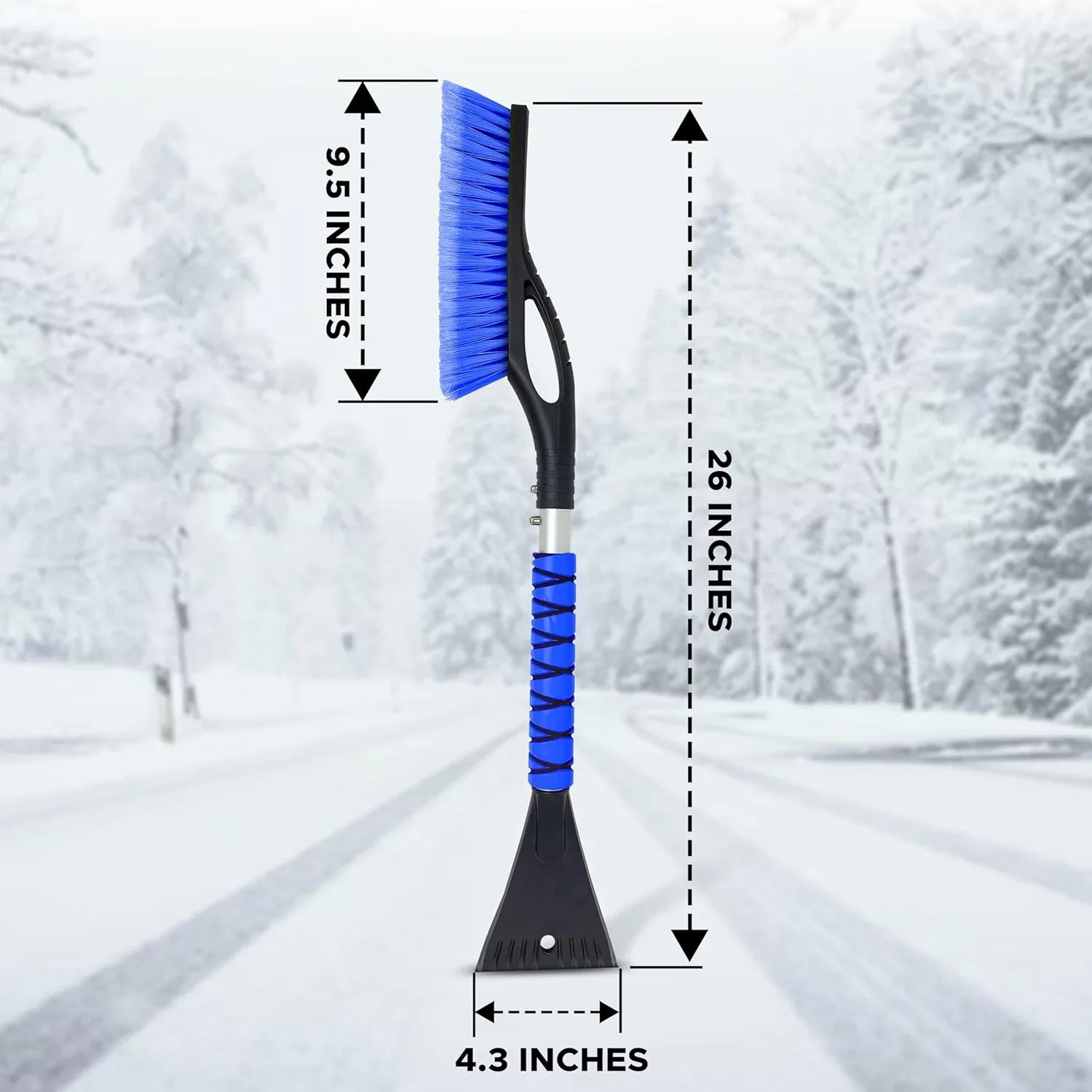 Brosse à neige & grattoir à glace 68 cm – Lot de 3 (Vert, Bleu & Rose)