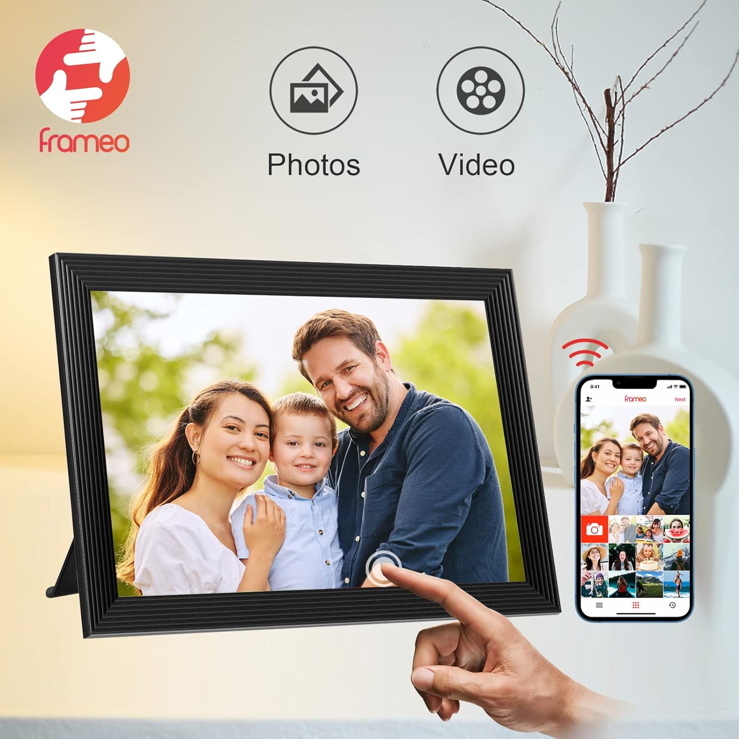 Cadre photo numérique haute résolution Cadre photo électrique de premier ordre avec lecture vidéo et fonctionnalités d'appareil photo
