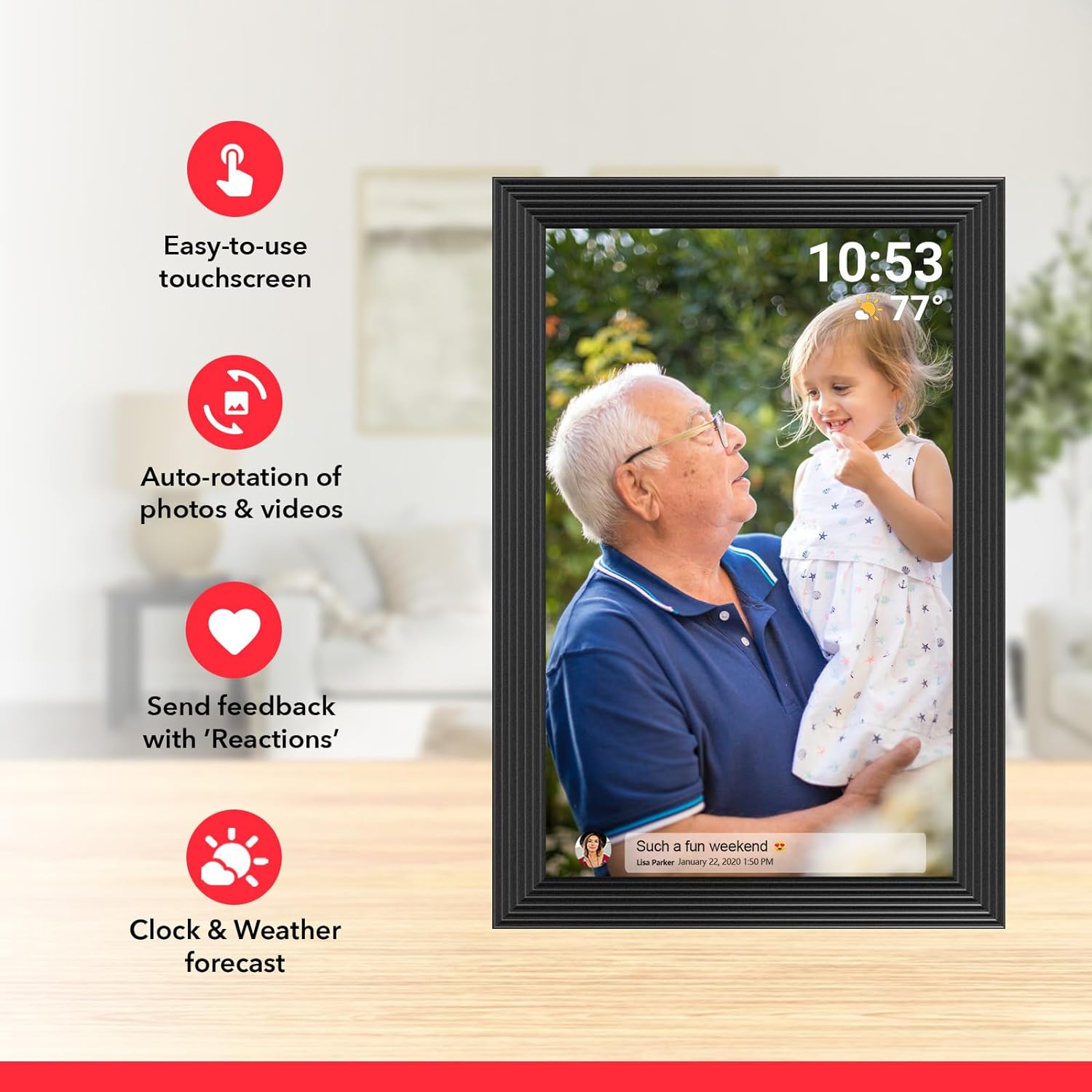 Cadre photo numérique haute résolution Cadre photo électrique de premier ordre avec lecture vidéo et fonctionnalités d'appareil photo