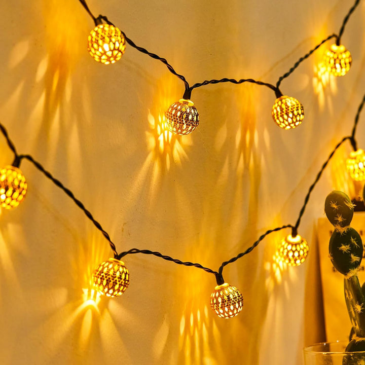 Guirlande lumineuse solaire marocaine étanche, l 12 mètres, 100 ampoules LED, l 8