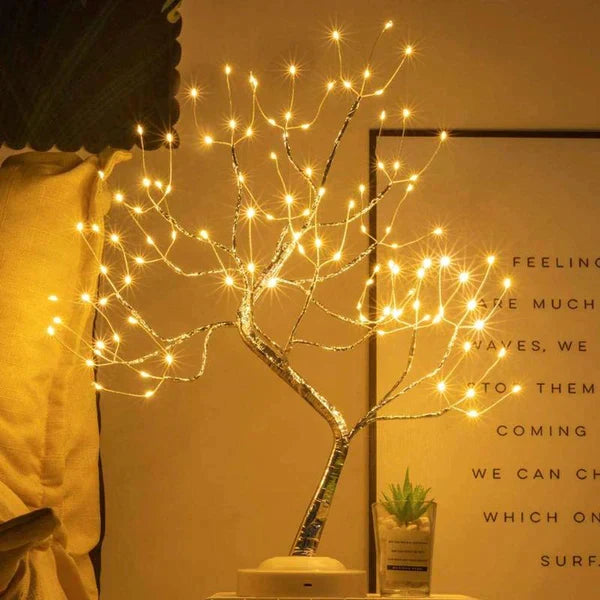 Lampe de chevet branche d'arbre guirlande lumineuse