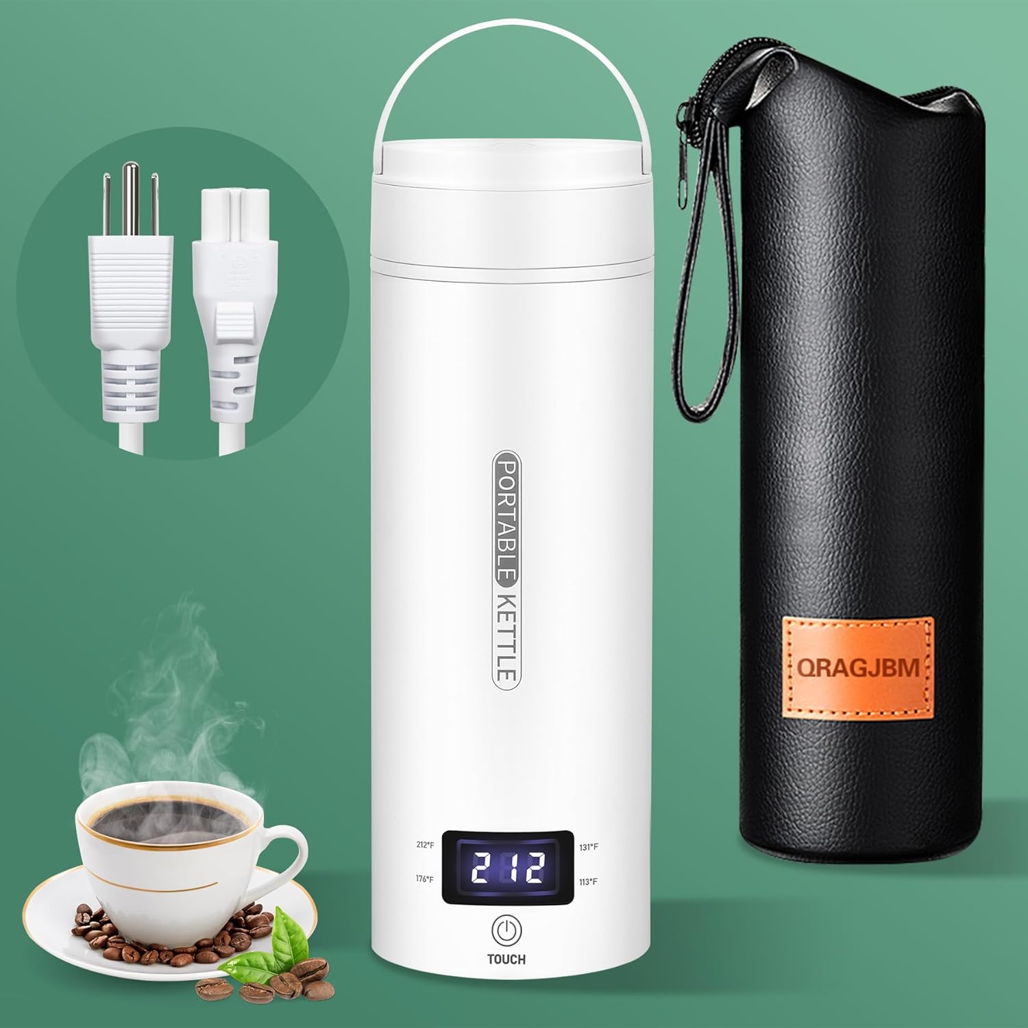 Bouilloire électrique portative | Bouilloire intelligente compacte en acier inoxydable avec écran LCD