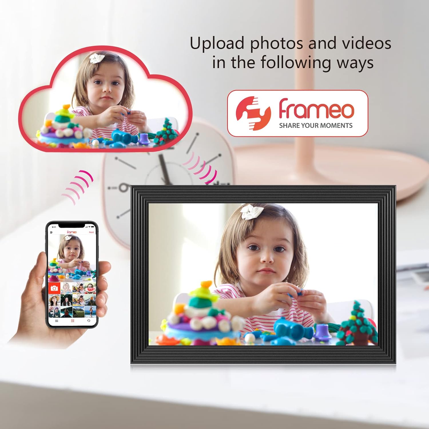 Cadre photo numérique haute résolution Cadre photo électrique de premier ordre avec lecture vidéo et fonctionnalités d'appareil photo