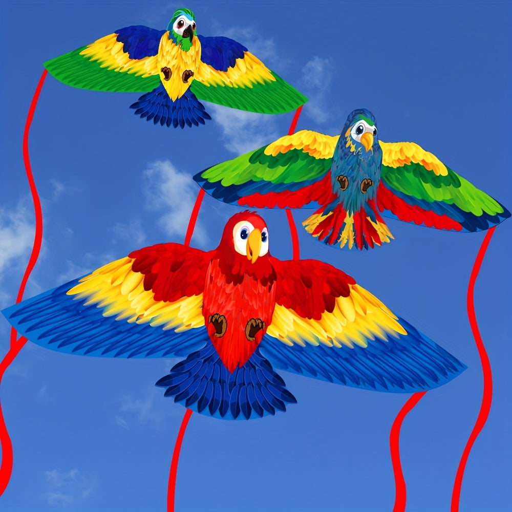 Cerf-volant perroquet avec de grandes ailes colorées et de longs rubans de queue