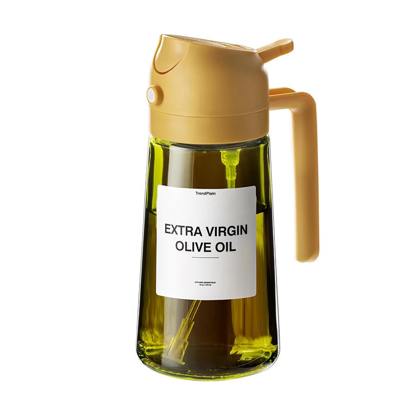 Pulvérisateur et distributeur d'huile 2-en-1 en verre 470 ml — pulvérisateur et verseur de cuisine avec pompe doseuse