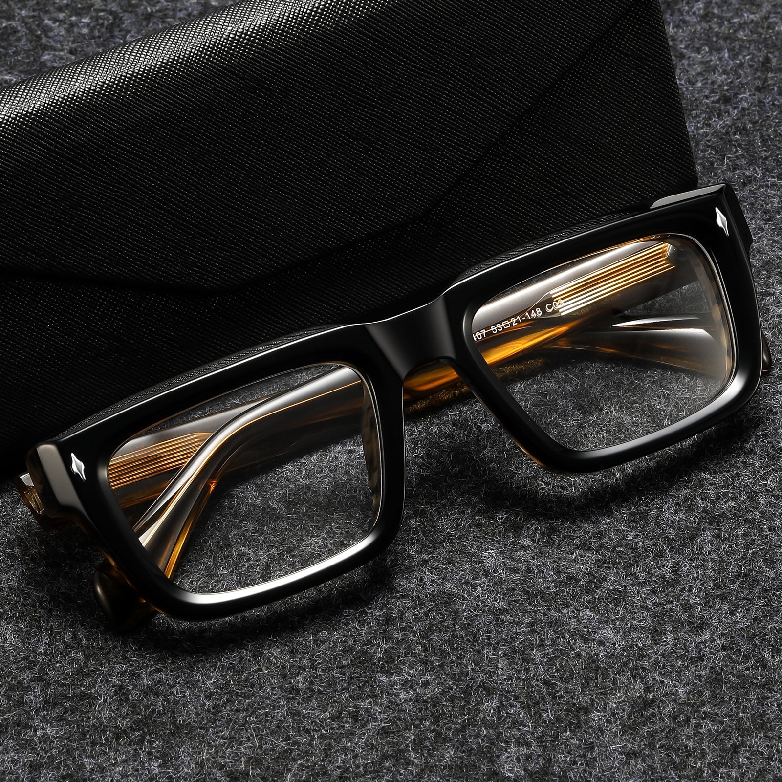 Majeed Monture de lunettes rectangulaires rétro en acétate