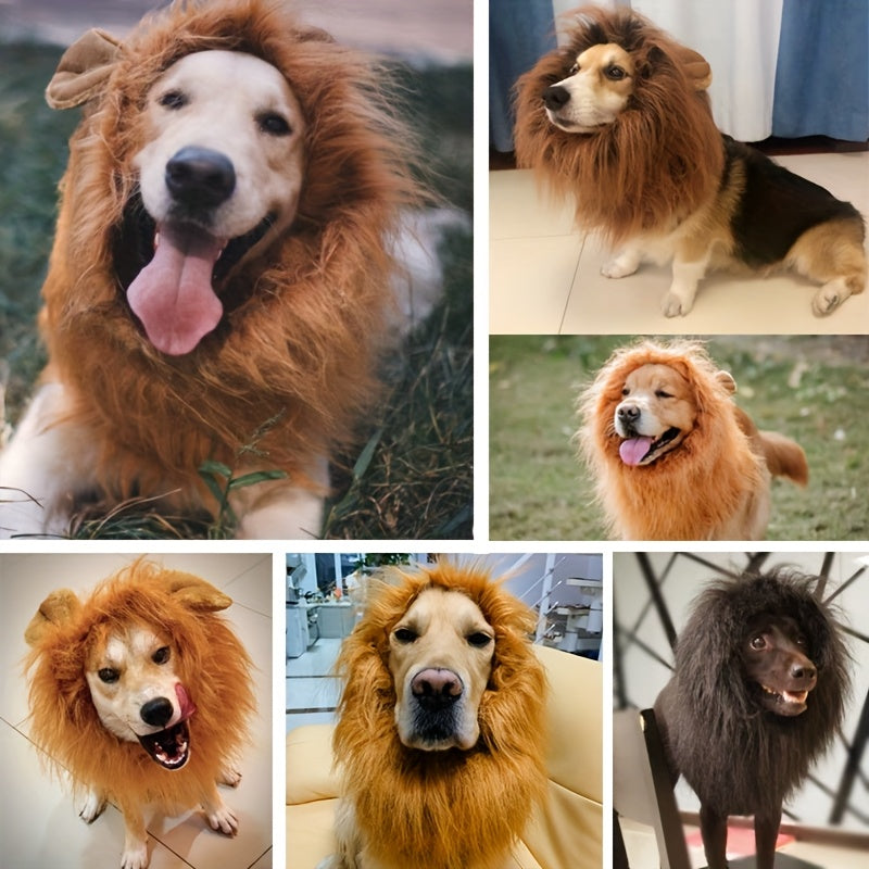 Costume d'Halloween réaliste pour chien avec crinière de lion | Léger réglable