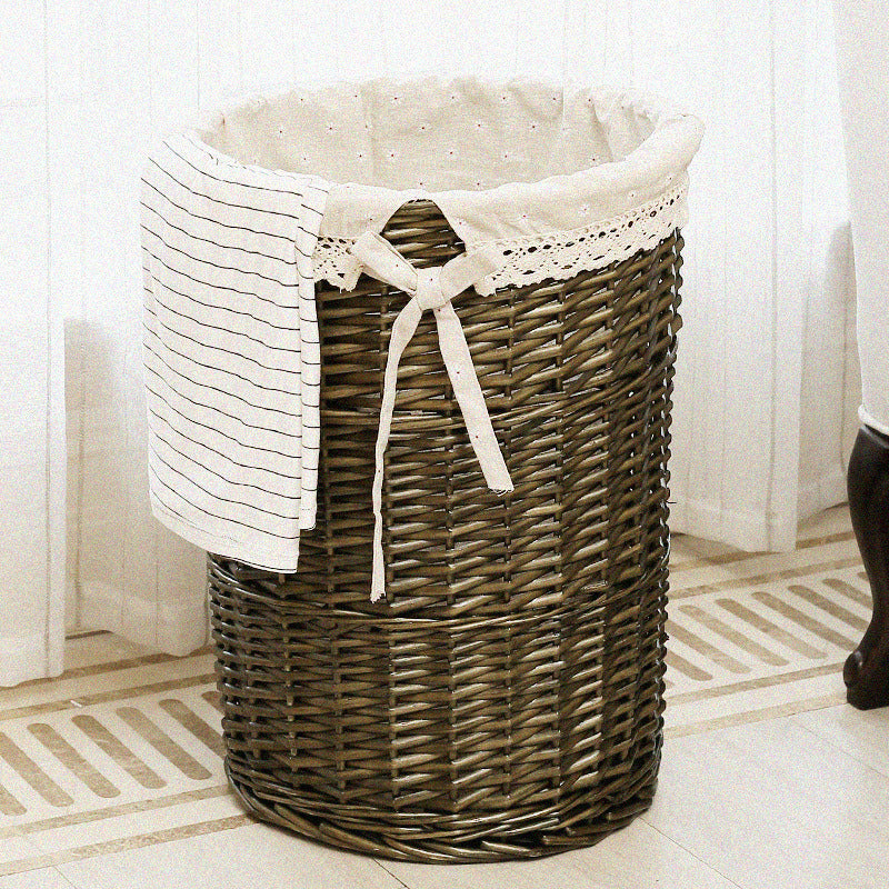 Panier à linge pour femme en matériau naturel tressé avec doublure en tissu décoratif