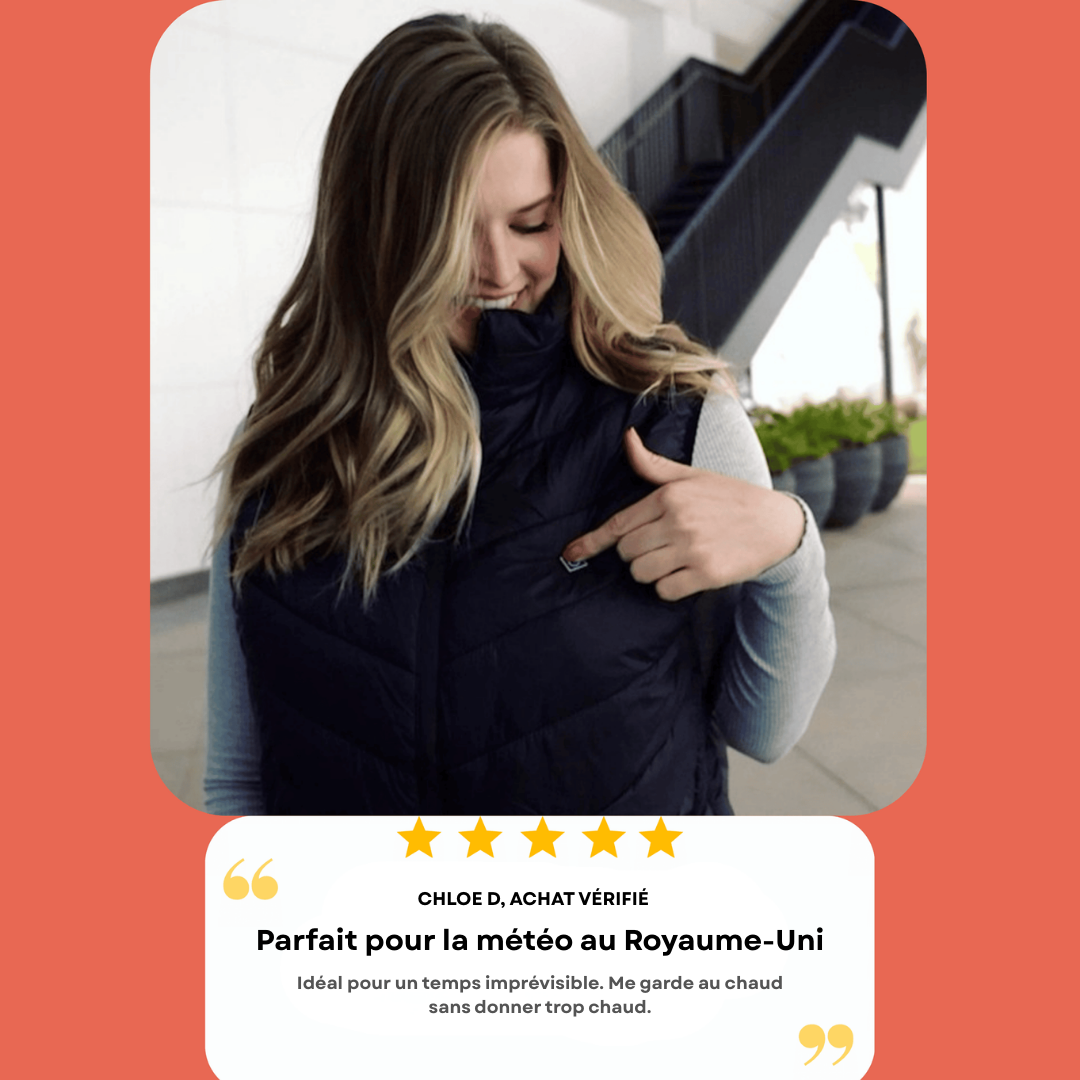 Gilet Chauffant Unisexe – Léger, Déperlant & 3 Niveaux de Température