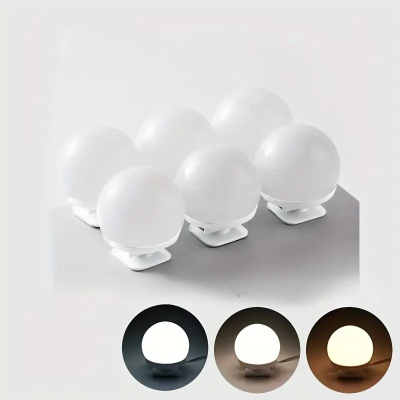 Éclairage de miroir LED à intensité variable avec boules lumineuses et éclairage de maquillage réglable
