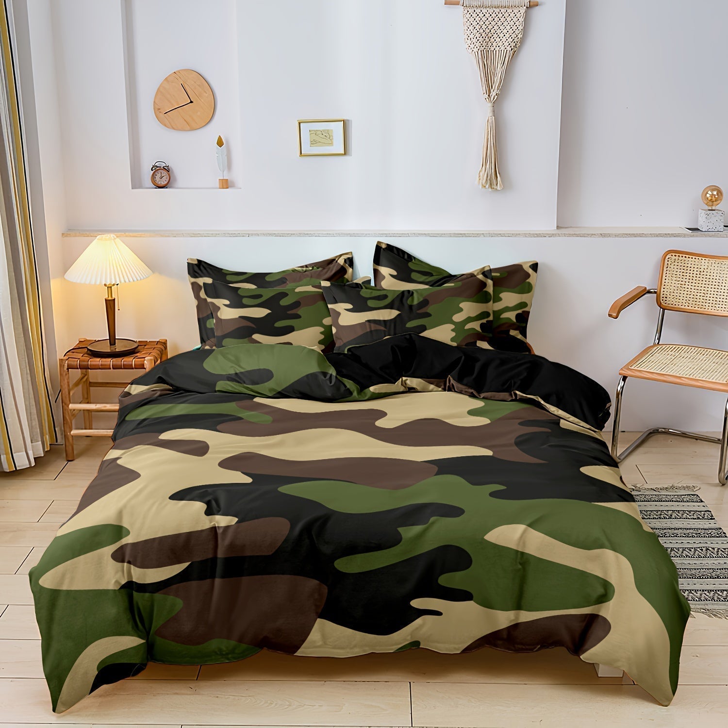 Ensemble de literie camouflage moderne | Mélange de coton à motif militaire