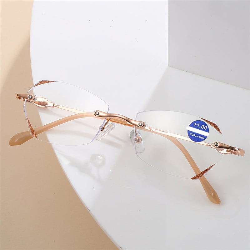 Lunettes de lecture sans monture pour femmes, anti-lumière bleue, haute définition, motif diamant