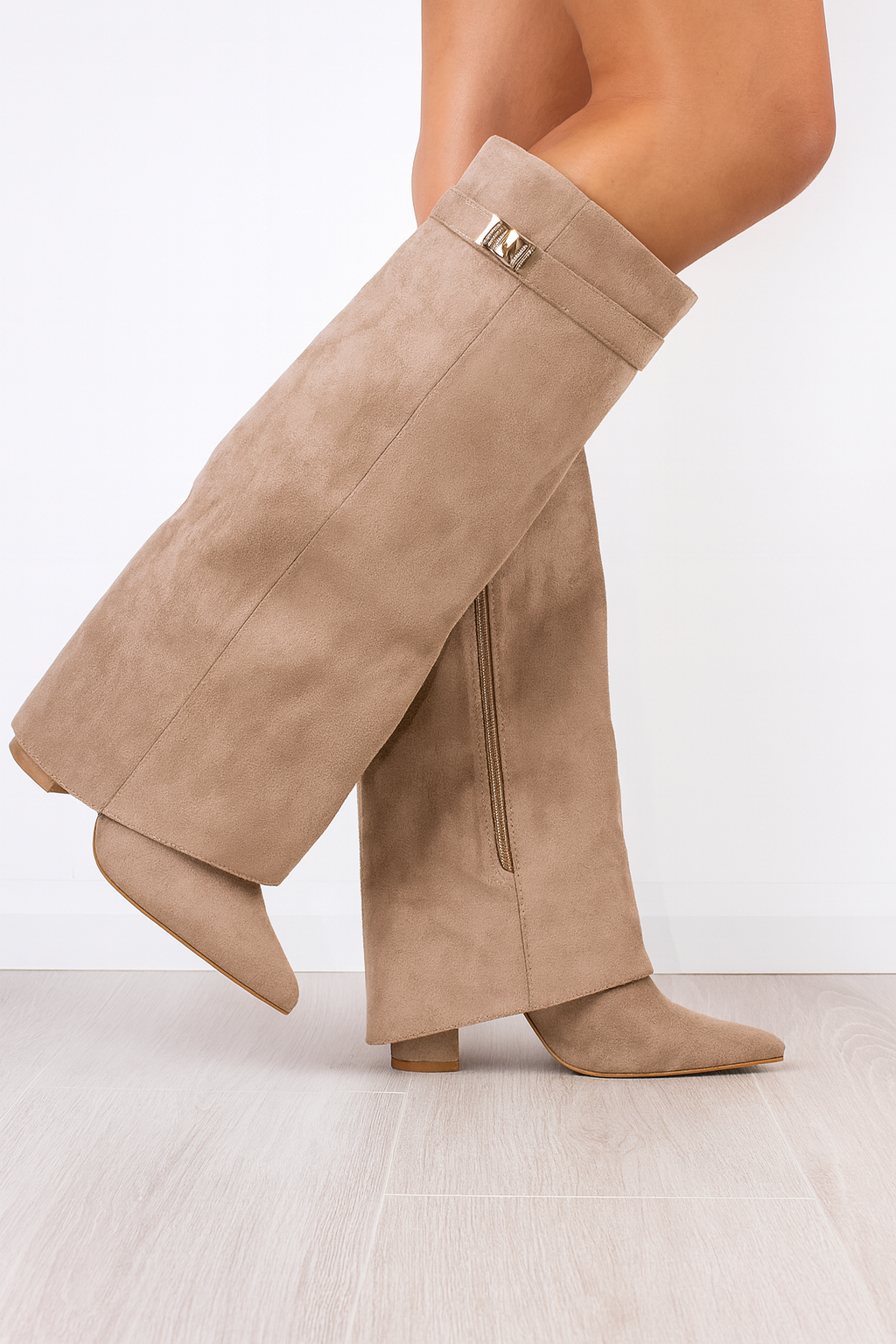 Bottes hautes pour femmes en cuir premium avec talon bloc