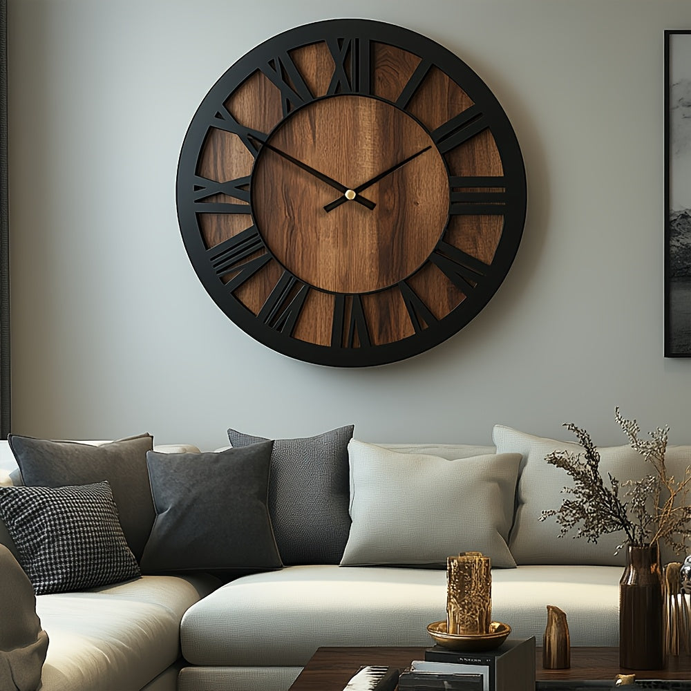 Horloge murale en bois avec cadran ouvert – élégante et décorative