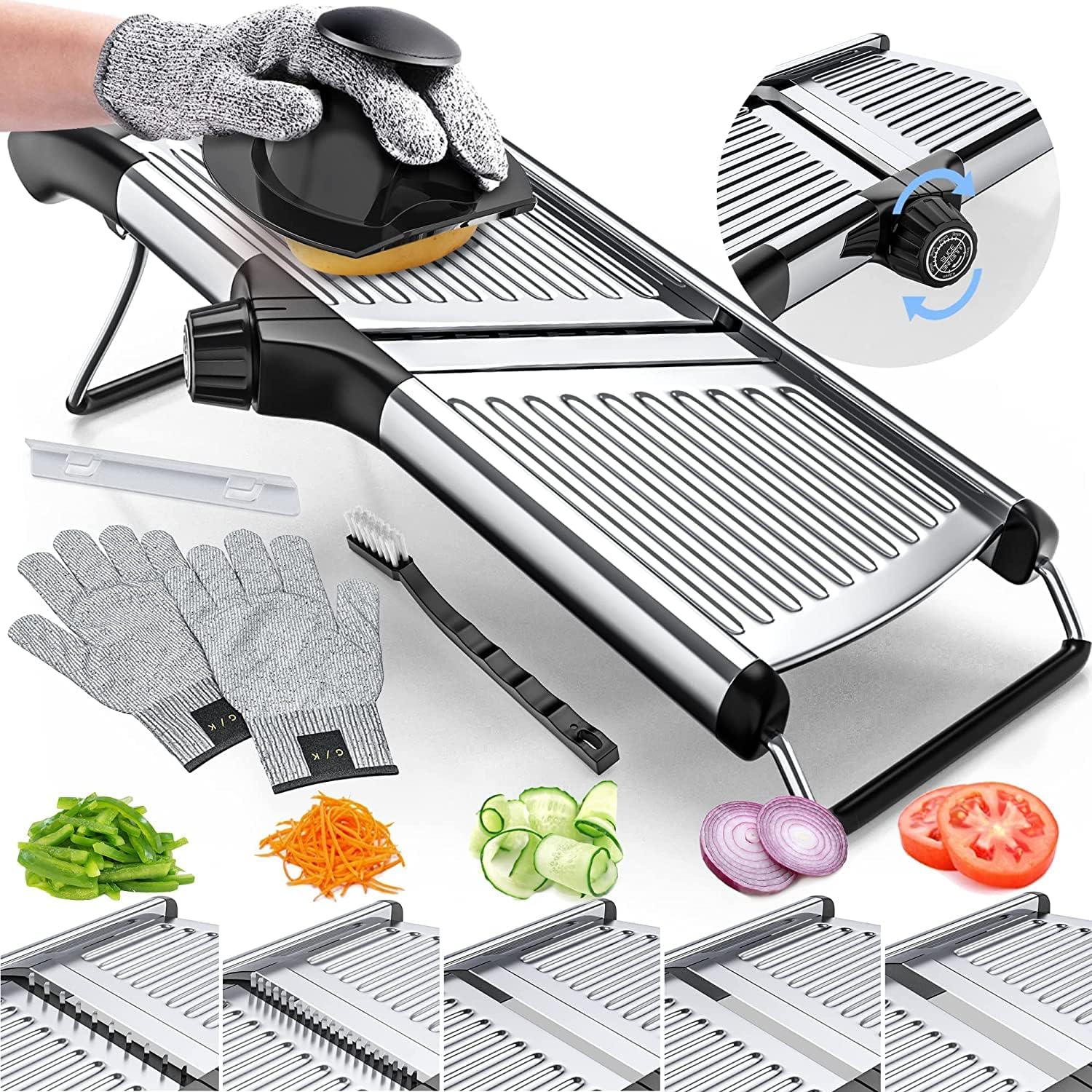 Trancheuse alimentaire avec gants anti-coupure – Outil de cuisine de précision pour une découpe sûre et efficace