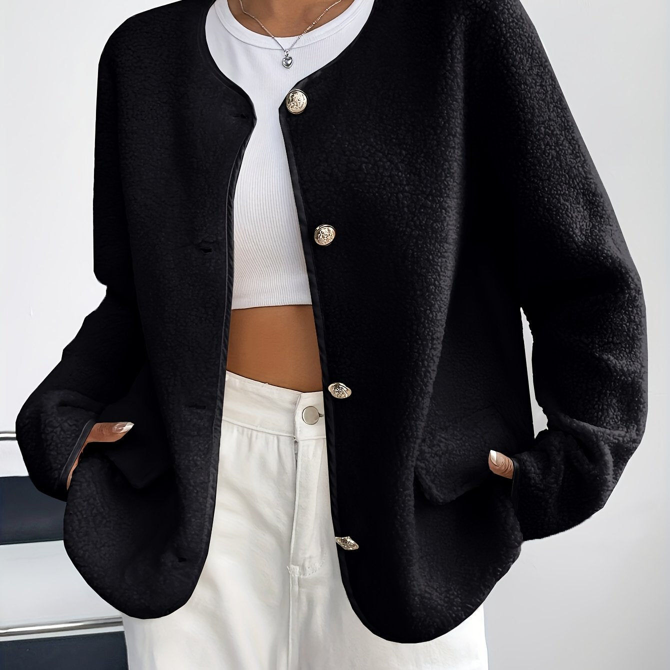 Veste élégante pour femme avec boutons – Intemporelle et douce pour l'automne et l'hiver