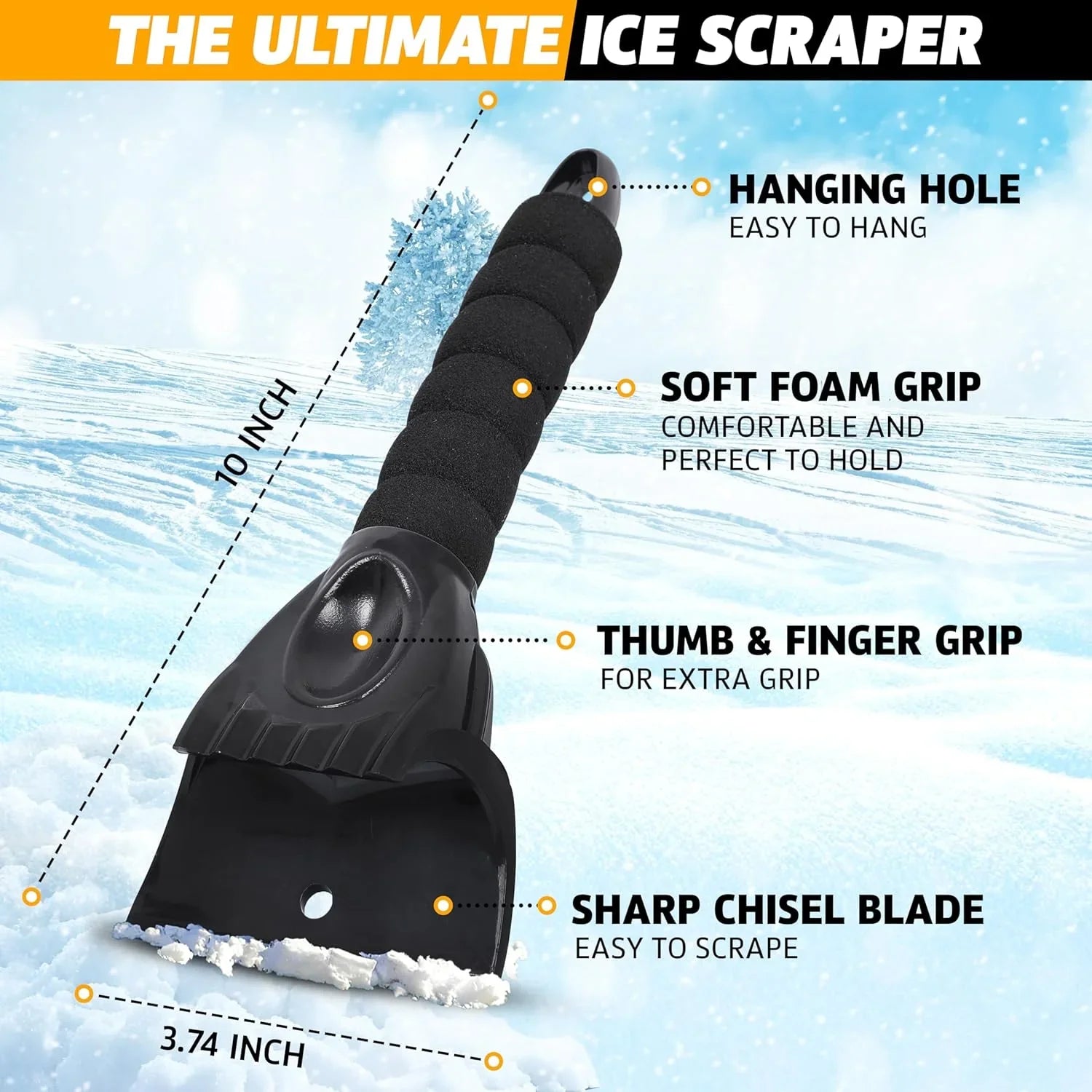 Grattoir à glace pour pare-brise (lot de 2) – Éliminateur de neige et givre Narsago