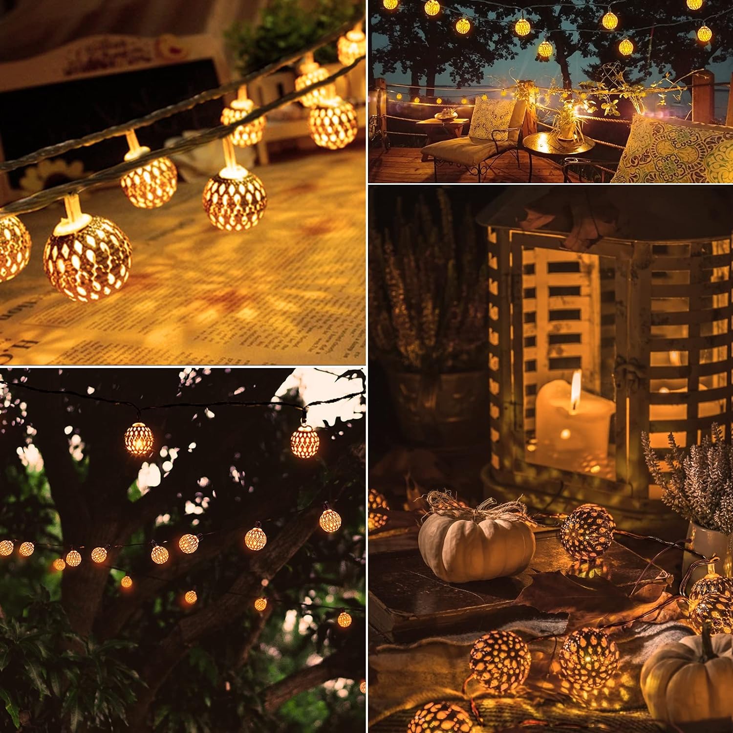 Guirlande lumineuse solaire marocaine étanche, l 12 mètres, 100 ampoules LED, l 8