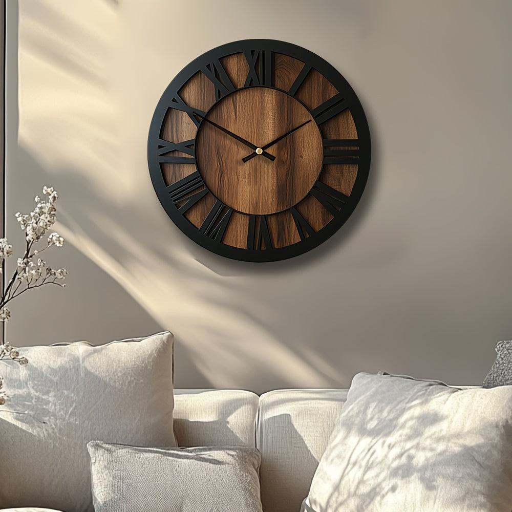Horloge murale en bois avec cadran ouvert – élégante et décorative