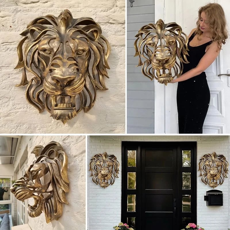 Décoration Murale Tête de Lion en Métal - Elégante et Solide