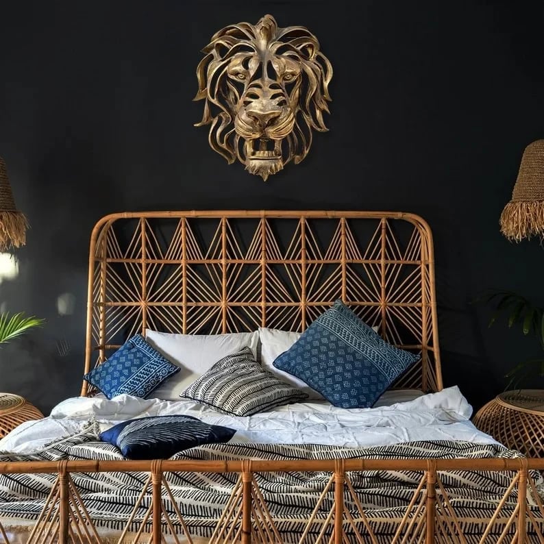 Décoration Murale Tête de Lion en Métal - Elégante et Solide