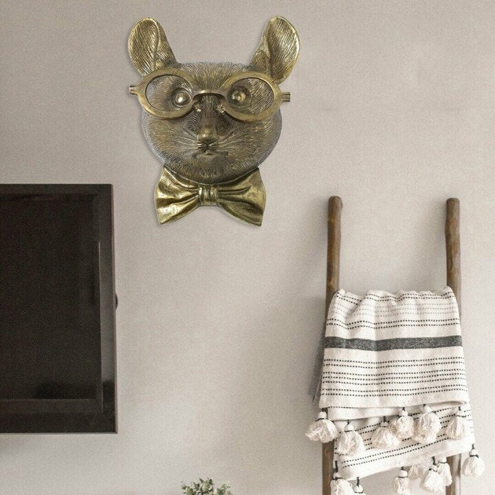 ArtBeest Décoration murale tête d'animal – Figurines ludiques peintes à la main en résine | Élévateur à bol