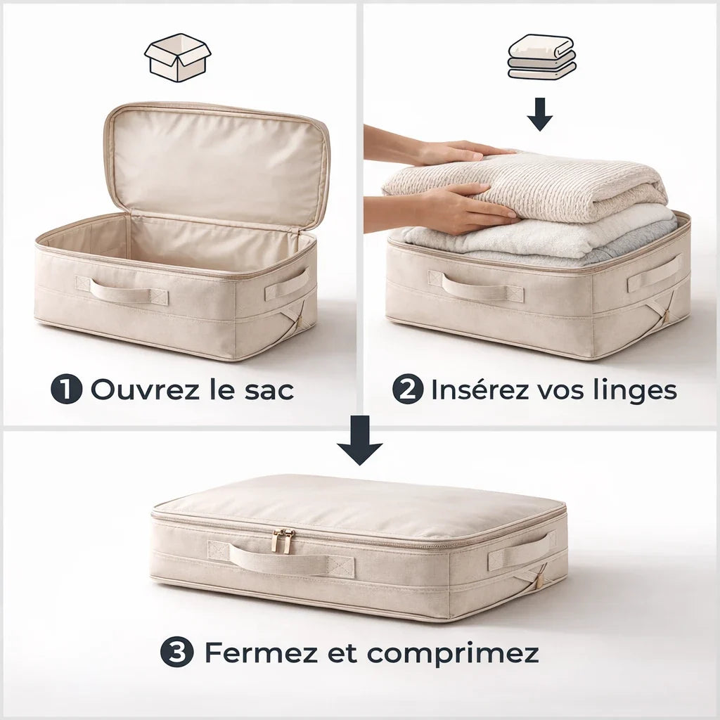 Sac de Compression pour Couette et Vêtements – Rangement Gain de Place