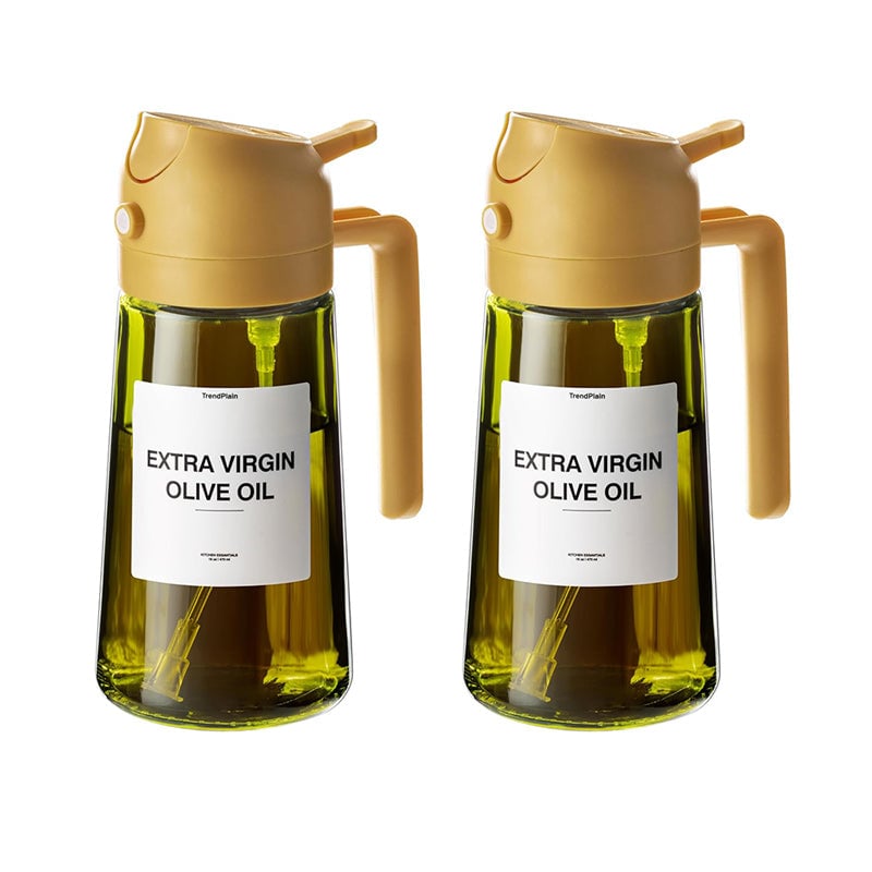Pulvérisateur et distributeur d'huile 2-en-1 en verre 470 ml — pulvérisateur et verseur de cuisine avec pompe doseuse