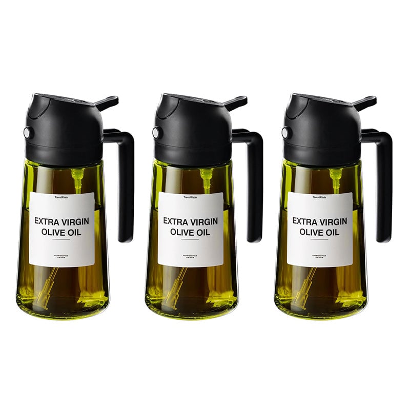 Pulvérisateur et distributeur d'huile 2-en-1 en verre 470 ml — pulvérisateur et verseur de cuisine avec pompe doseuse