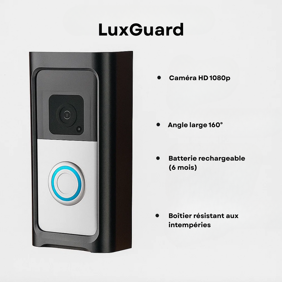 LuxGuard | Sonnette vidéo sans fil avec batterie pour une sécurité optimale