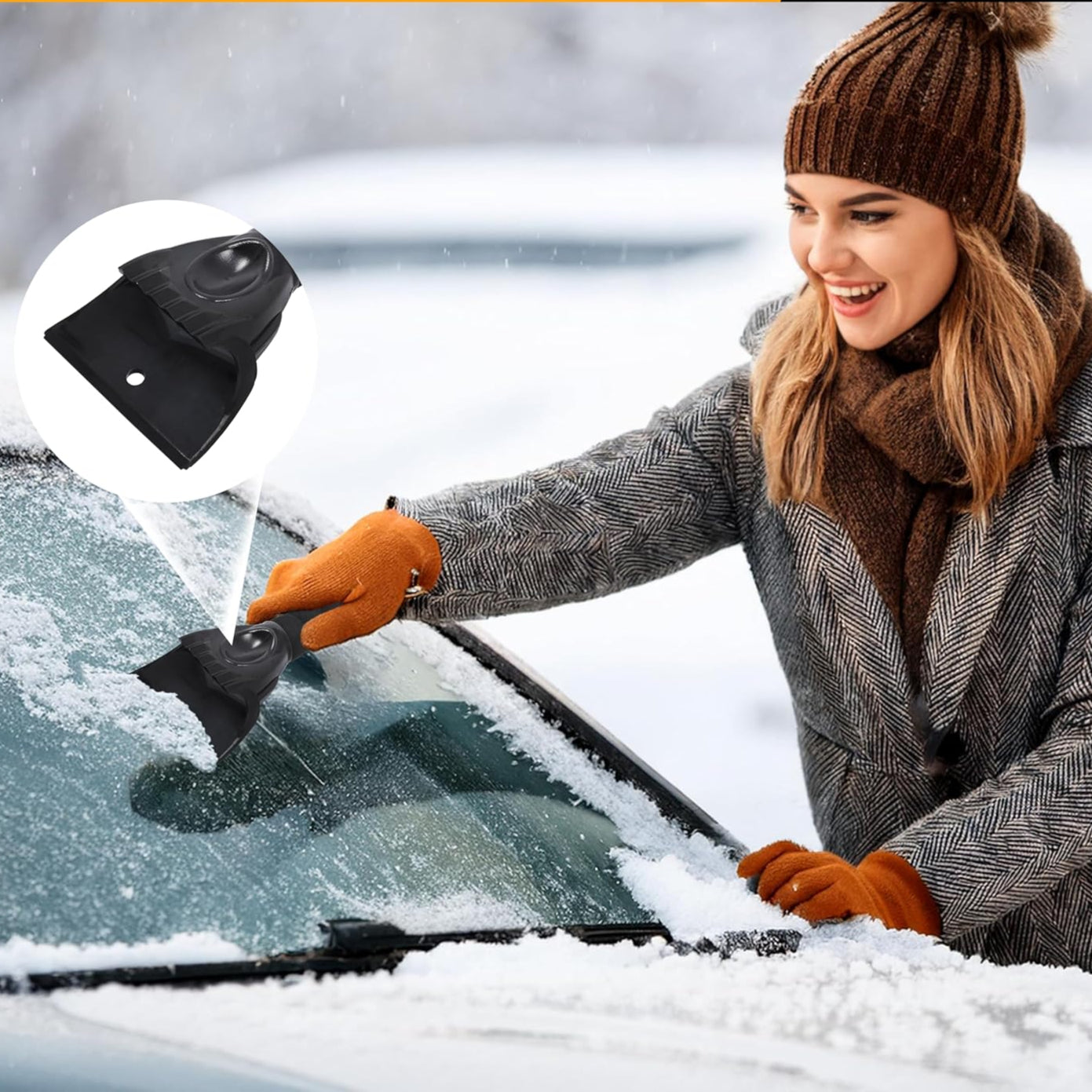 Grattoir à glace pour pare-brise (lot de 2) – Éliminateur de neige et givre Narsago