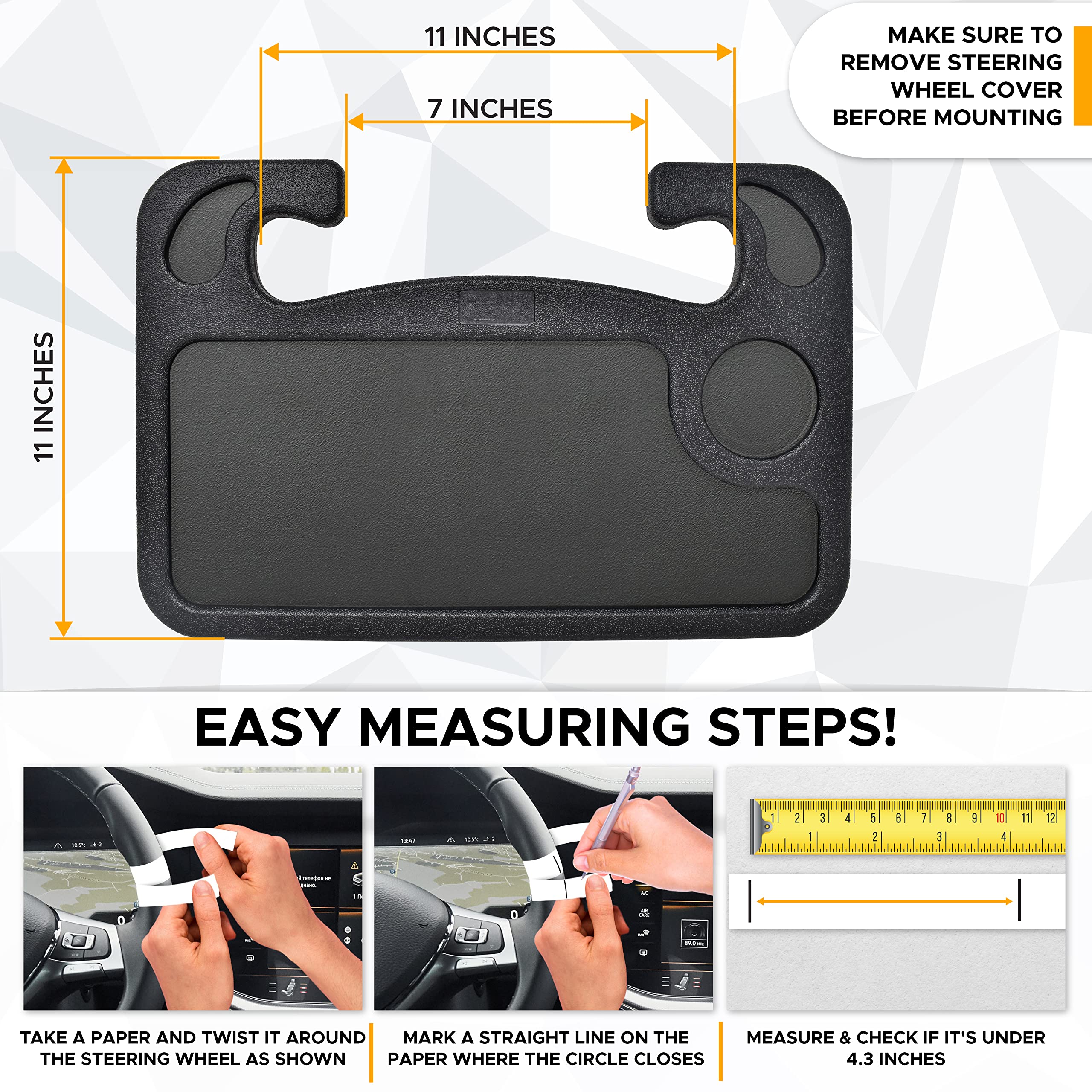 Narsago Bureau de Voiture 2 en 1 – Plateau de Volant pour Ordinateur Portable avec Porte-Stylo | Plateau Repas avec Porte-Gobelet | Accessoire de Voyage Polyvalent pour Voiture