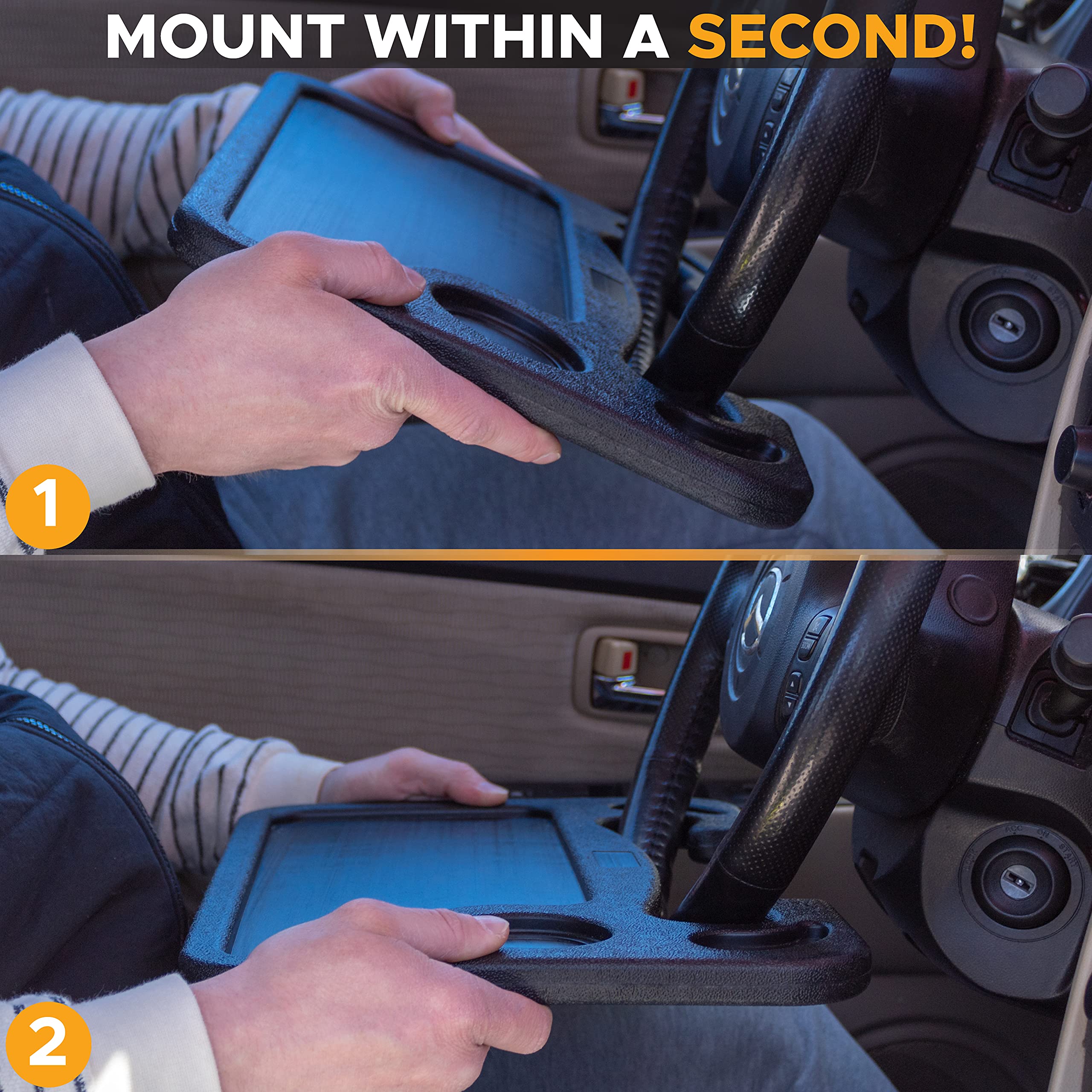 Narsago Bureau de Voiture 2 en 1 – Plateau de Volant pour Ordinateur Portable avec Porte-Stylo | Plateau Repas avec Porte-Gobelet | Accessoire de Voyage Polyvalent pour Voiture
