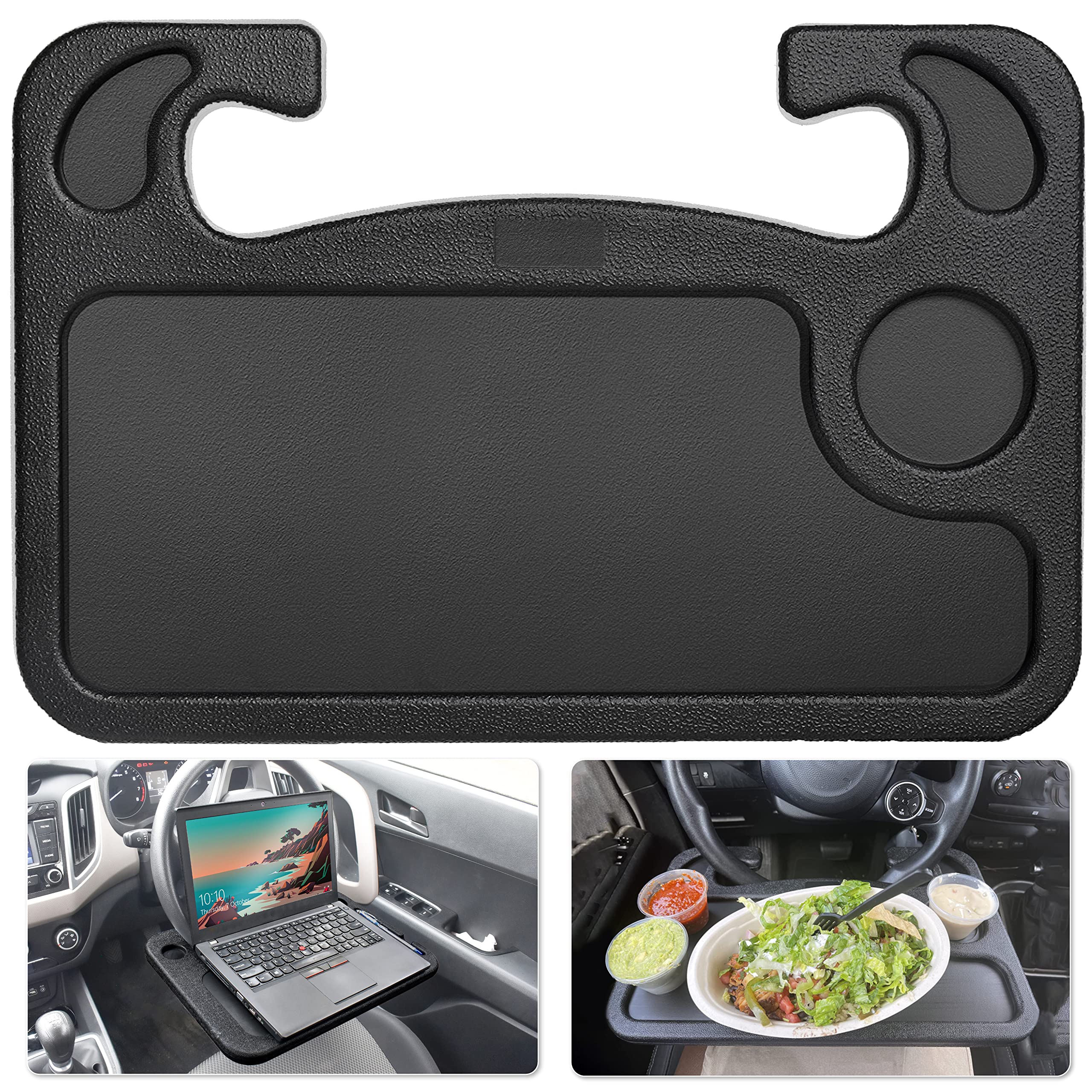 Narsago Bureau de Voiture 2 en 1 – Plateau de Volant pour Ordinateur Portable avec Porte-Stylo | Plateau Repas avec Porte-Gobelet | Accessoire de Voyage Polyvalent pour Voiture