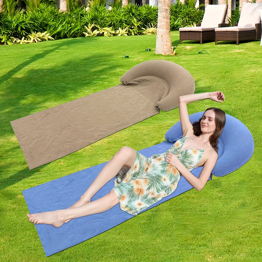 Matelas de plage gonflable confortable avec appui-tête pour la plage et le camping