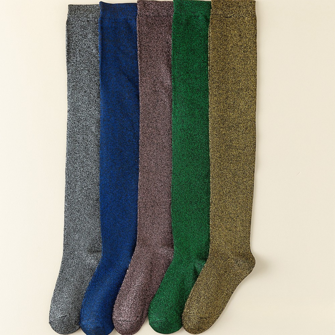 Chaussettes Hautes à Paillettes Brillantes Femme – Mode & Élégance au Quotidien