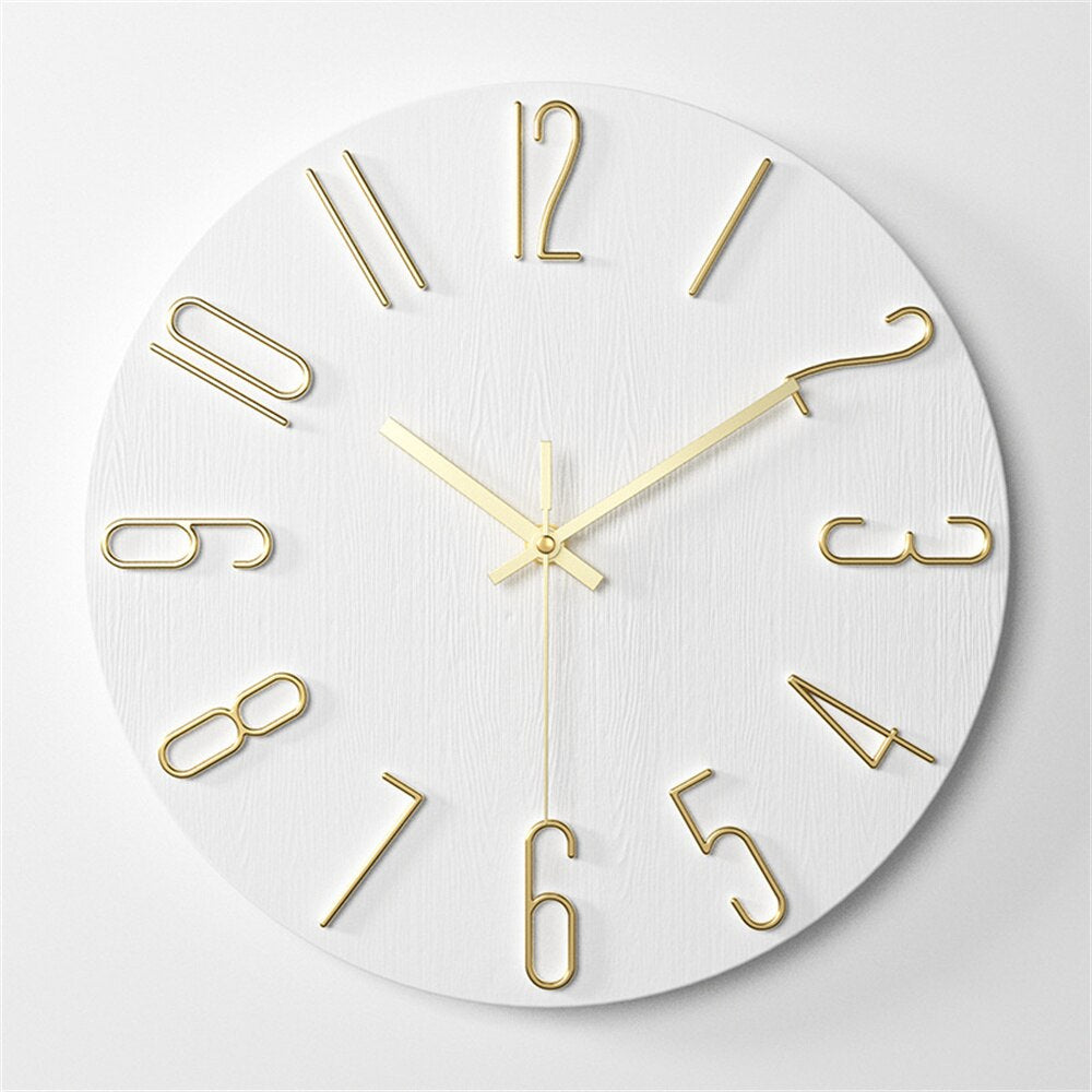 Horloge murale moderne | Numéros dorés à visage bleu