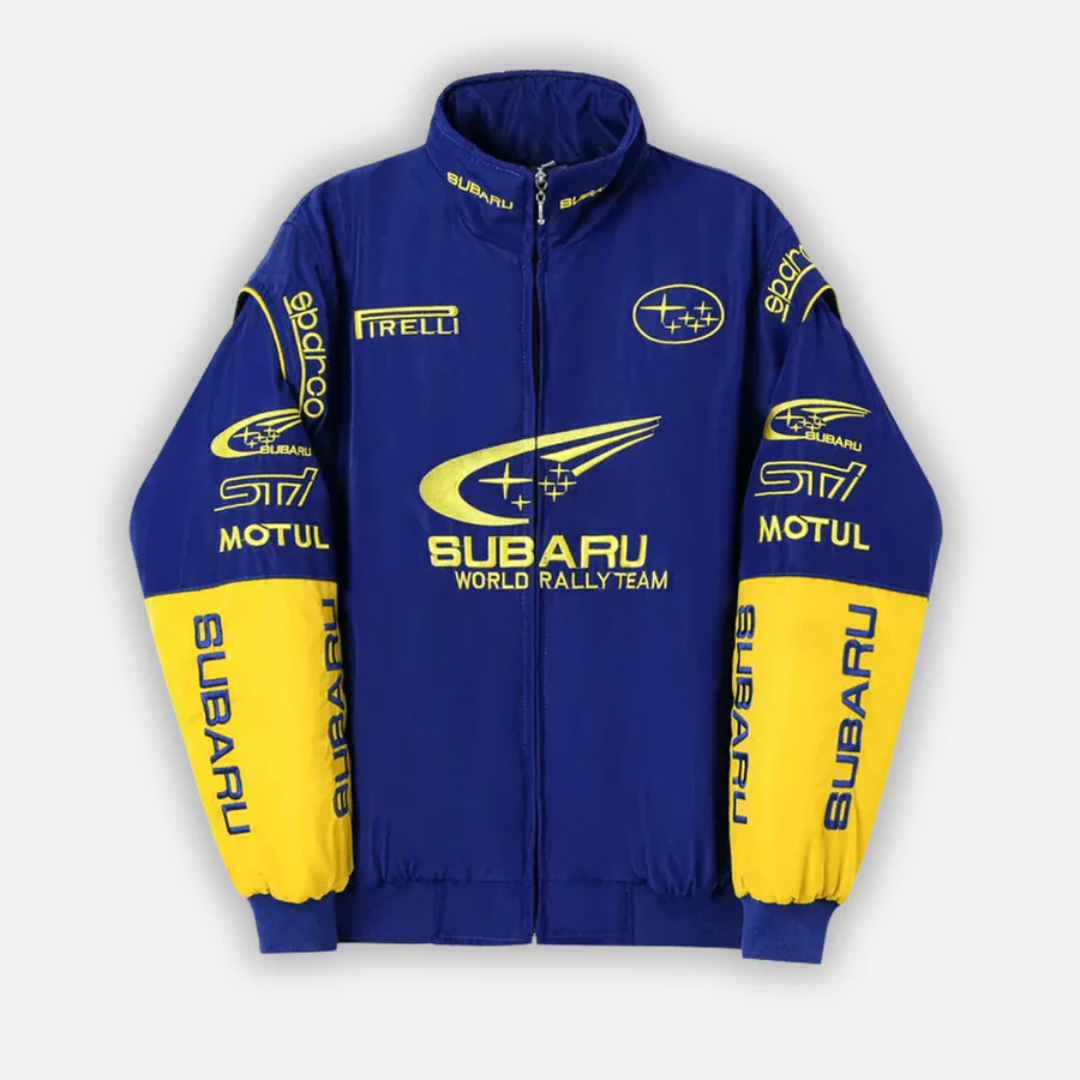 Veste de course Subaru Rally Vintage Racing – Édition Bleue – Unisexe – Rétro