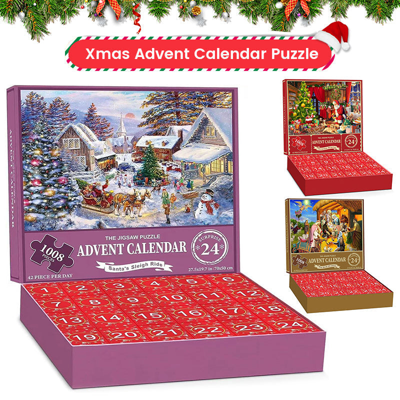Calendrier de l'Avent de puzzles de Noël 1000 pièces - Cadeau de Noël