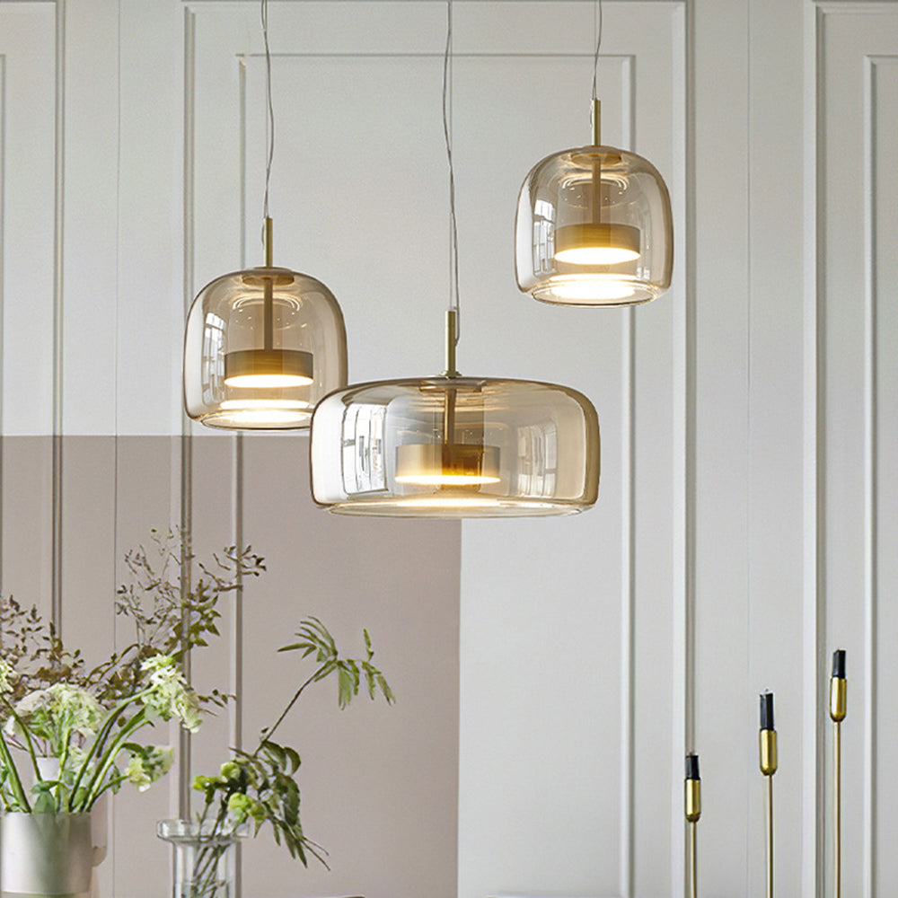 Lampe suspendue rétro Lunara avec une lueur ambrée confortable pour le salon