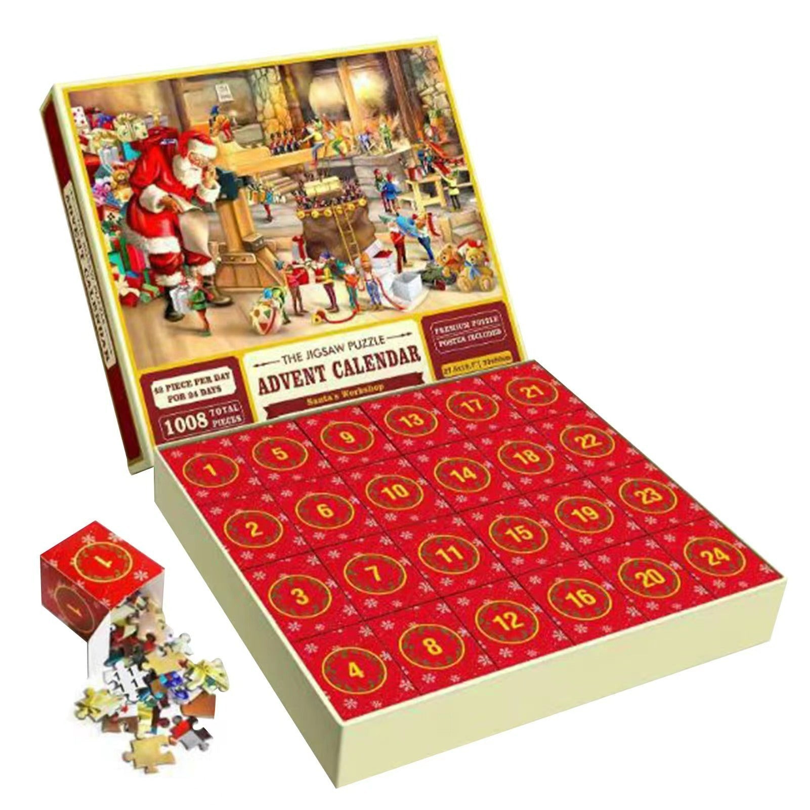 Calendrier de l'Avent de puzzles de Noël 1000 pièces - Cadeau de Noël