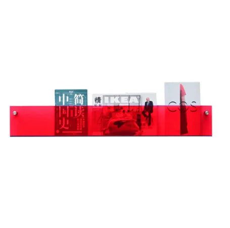 Étagère murale en acrylique ClearLine pour magazines – design transparent et durable, installation facile, disponible en 30/40/50 cm