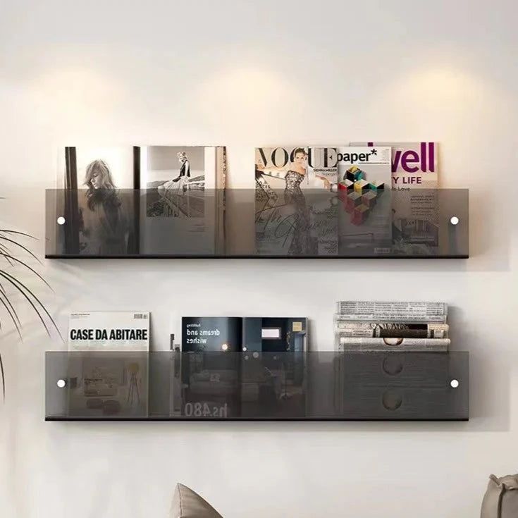 Étagère murale en acrylique ClearLine pour magazines – design transparent et durable, installation facile, disponible en 30/40/50 cm