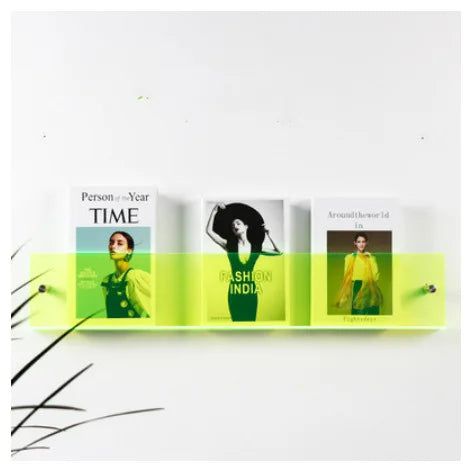 Étagère murale en acrylique ClearLine pour magazines – design transparent et durable, installation facile, disponible en 30/40/50 cm