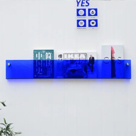Étagère murale en acrylique ClearLine pour magazines – design transparent et durable, installation facile, disponible en 30/40/50 cm