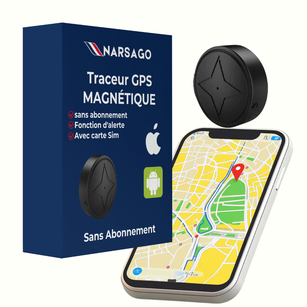 Traceur GPS Narsago Sans Abonnement - Magnétique & Discret avec Alertes